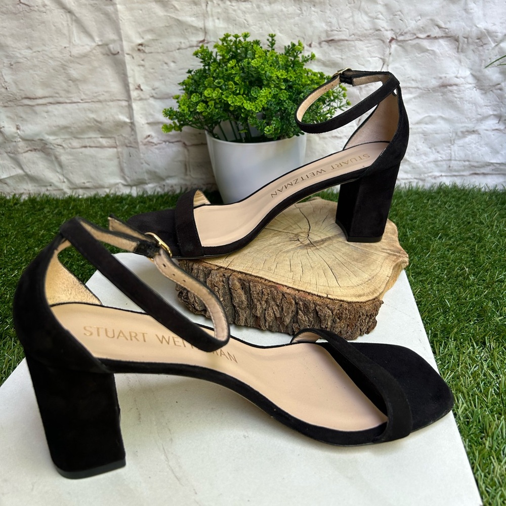 Stuart Weitzman Nearlynude Ankle strap suede leather sandals size 9B - Picture 7 of 16
